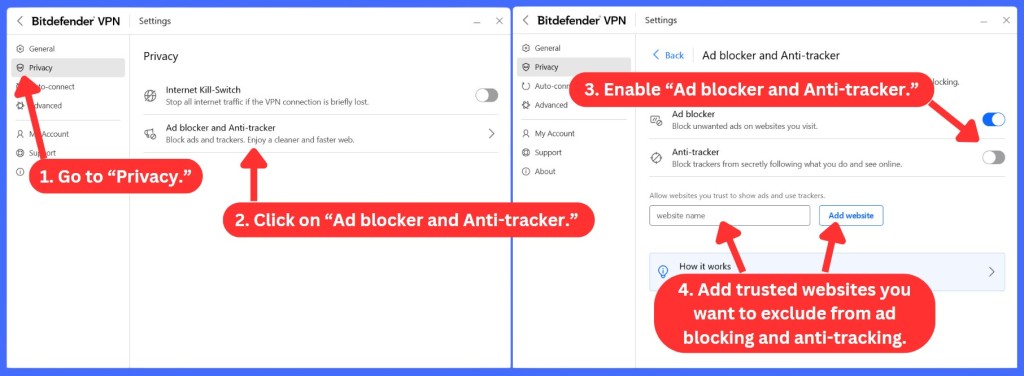 How to enable Bitdefender VPN Whitelist feature
