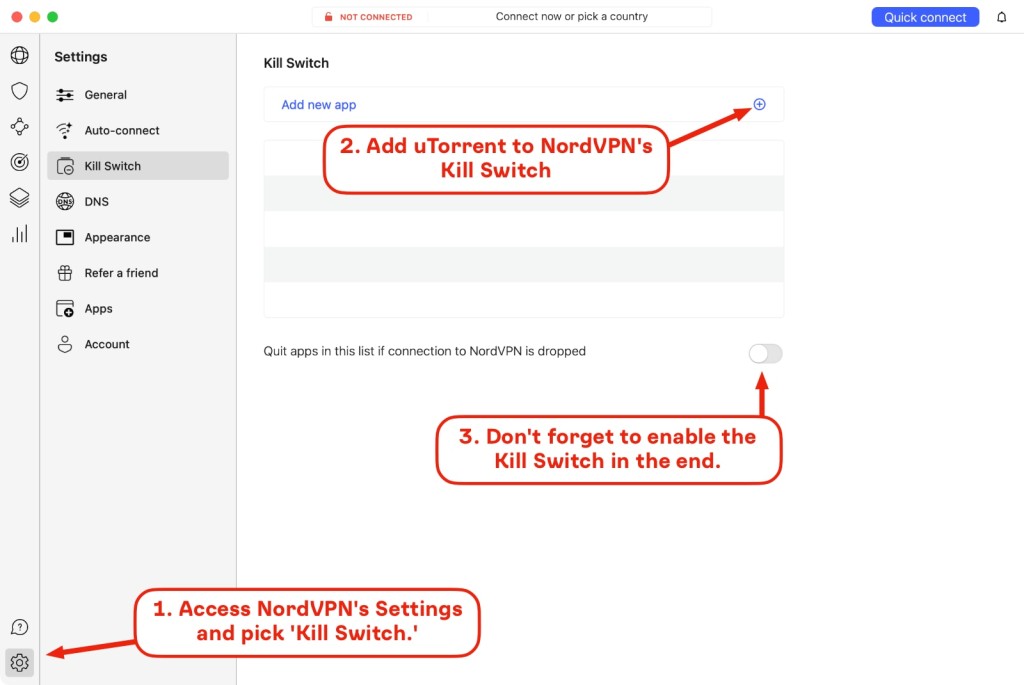 Steps to Enable Kill Switch in NordVPN