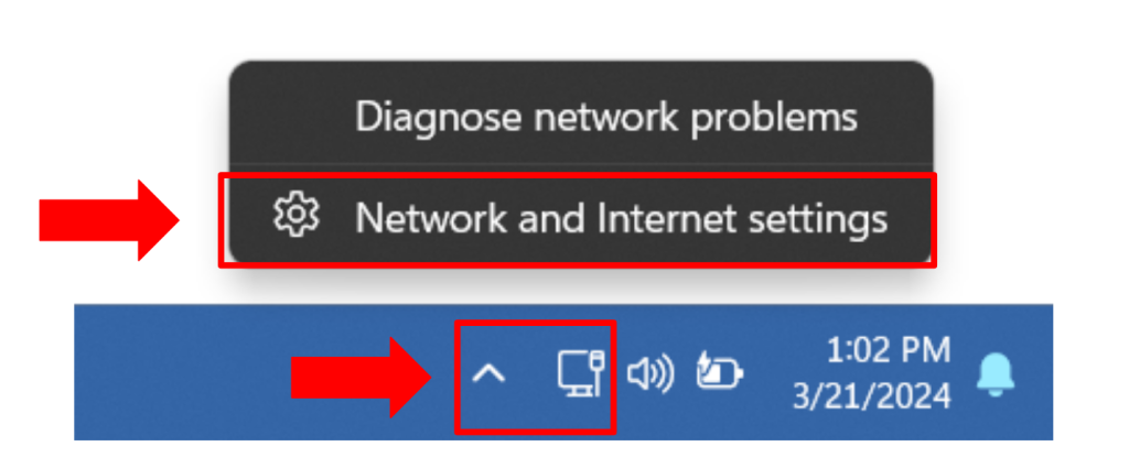 Network and Internet Settings on Windows