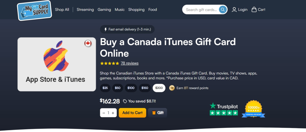 iTunes Canada Gift Card