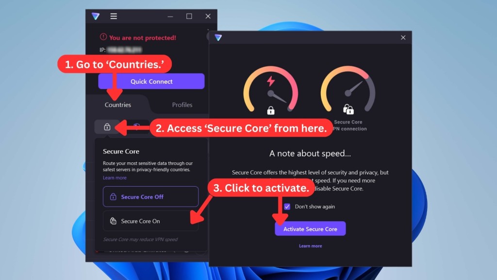 How to activate Proton VPN Secure Core