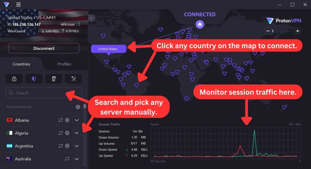 How to connect to Proton VPN server locations