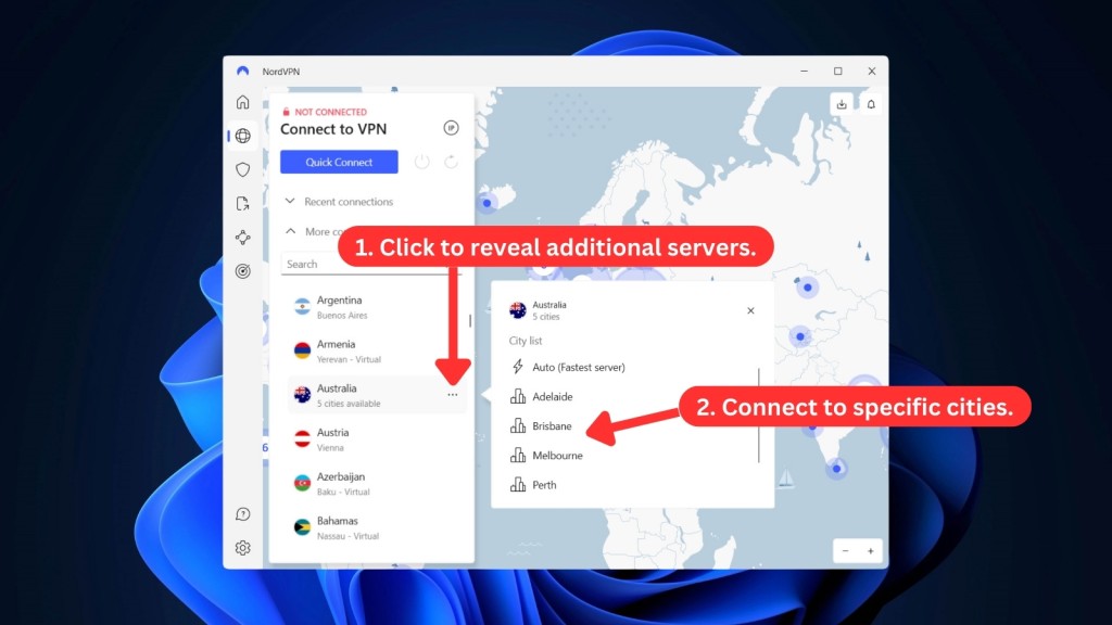 How to connect to specific city servers of NordVPN