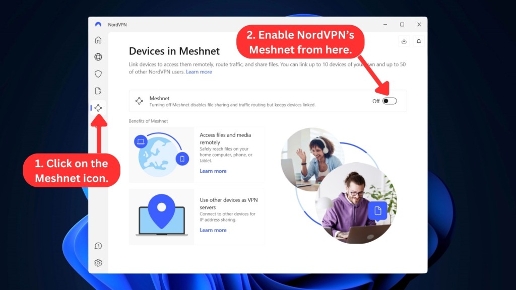 How to enable the Meshnet feature of NordVPN