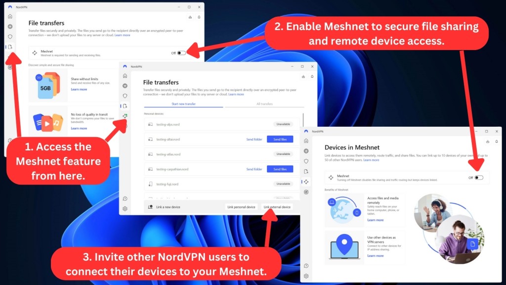 How to enable the Meshnet feature of NordVPN on Windows