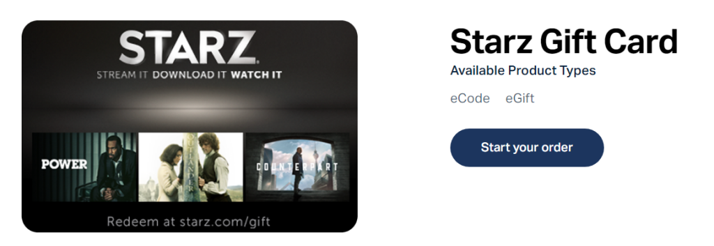 Buying Starz Gift Card