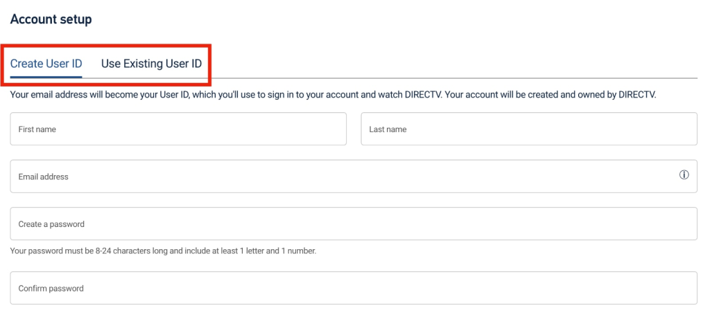 Creating a New DirecTV Account
