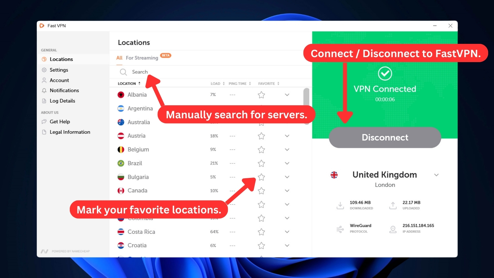 How to connect to FastVPN server locations