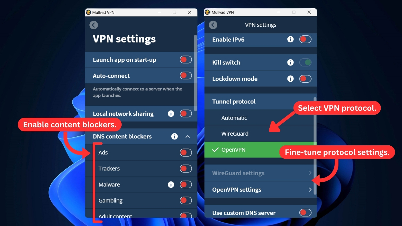 How to fine-tune Mullvad VPN settings
