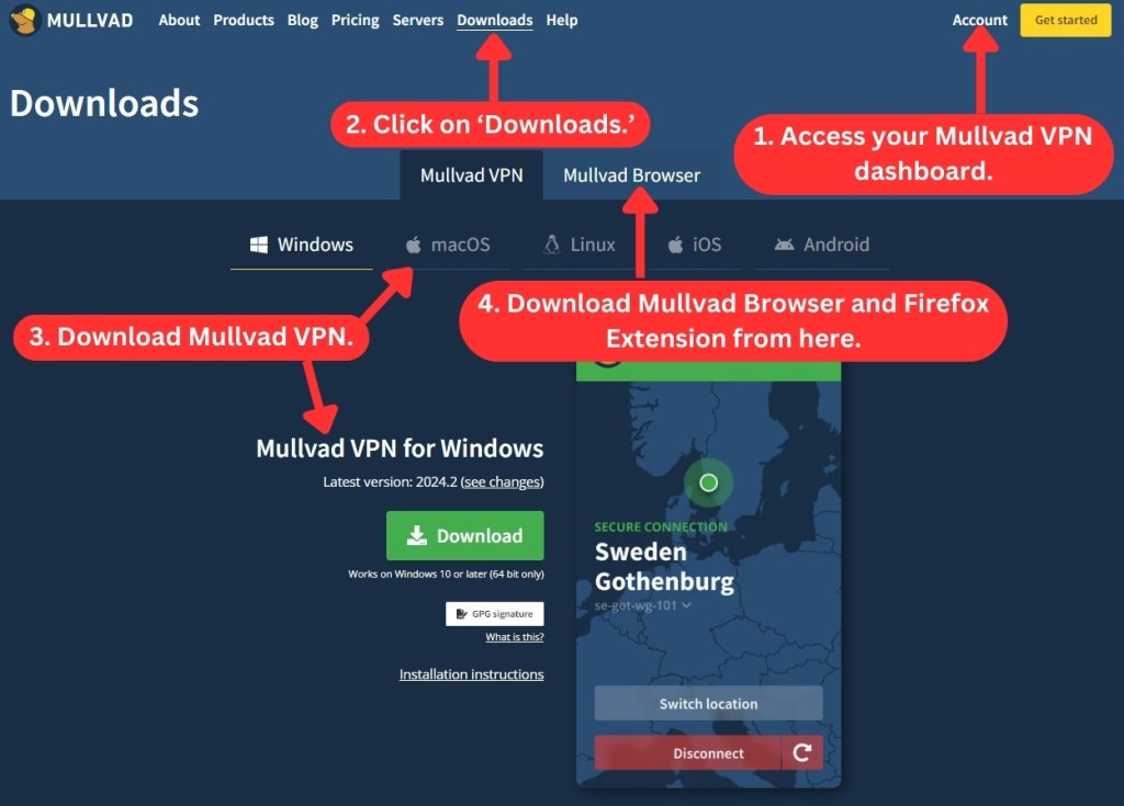 How to download the Mullvad VPN app and browser