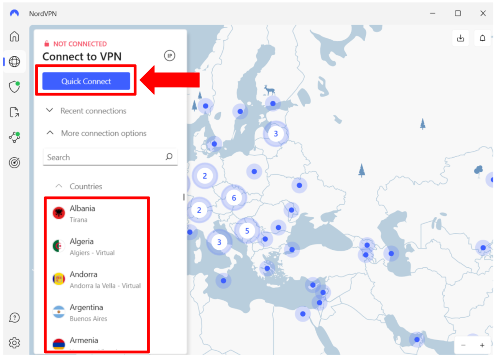 Quick Connect via NordVPN on Windows