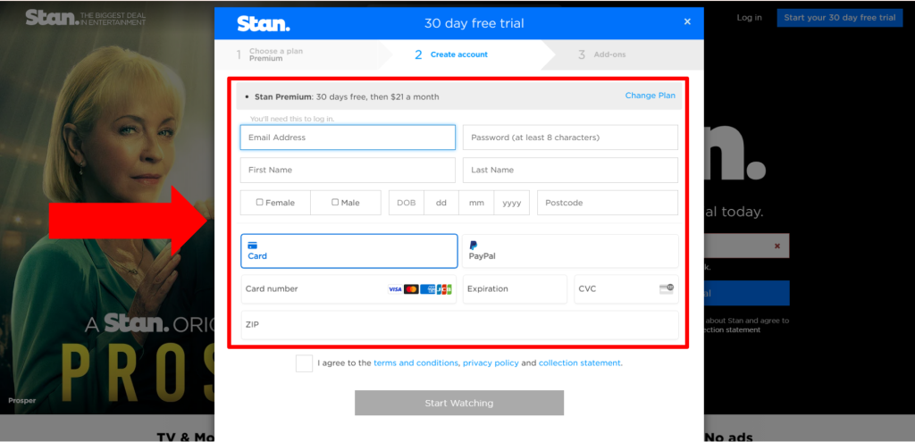 Signing Up for Stan