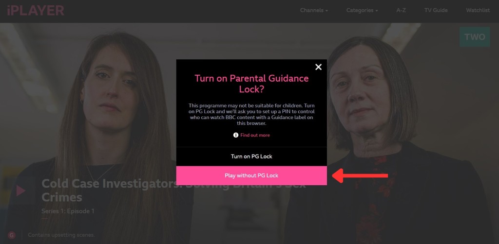 BBC iPlayer asking for Parental Guidance controls