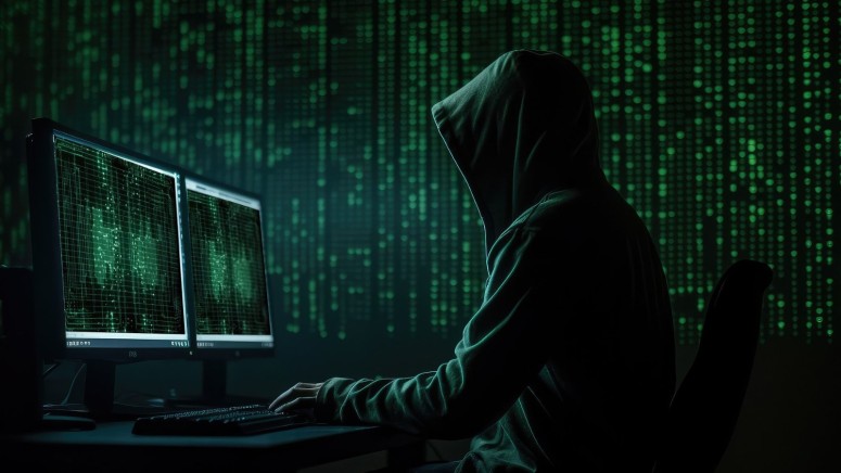Illustration of Hacker Sitting in Front of Computer