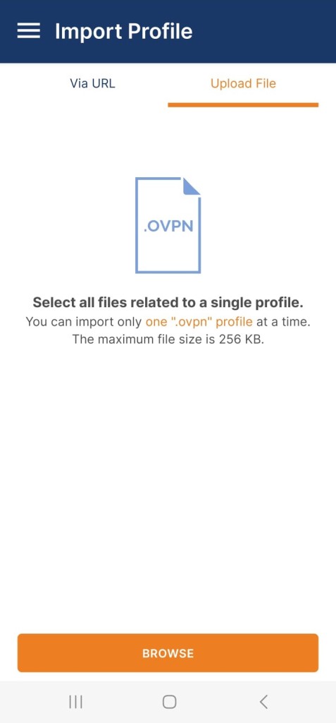 Uploading OpenVPN config giles