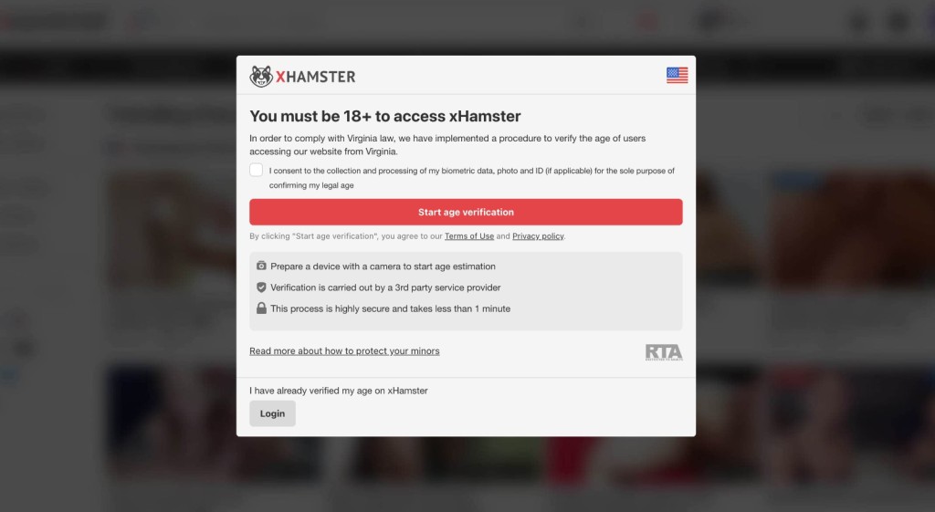 xHamster Age Verification in Virginia