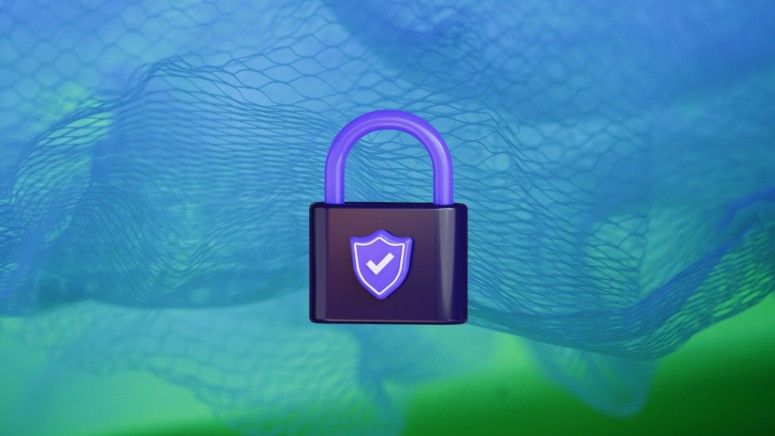 3D Lock Icon with Cyber Background