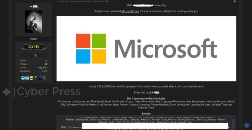 Microsoft Breach on Dark Web