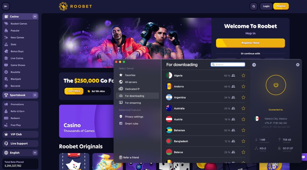 CyberGhost VPN Unblocks Roobet