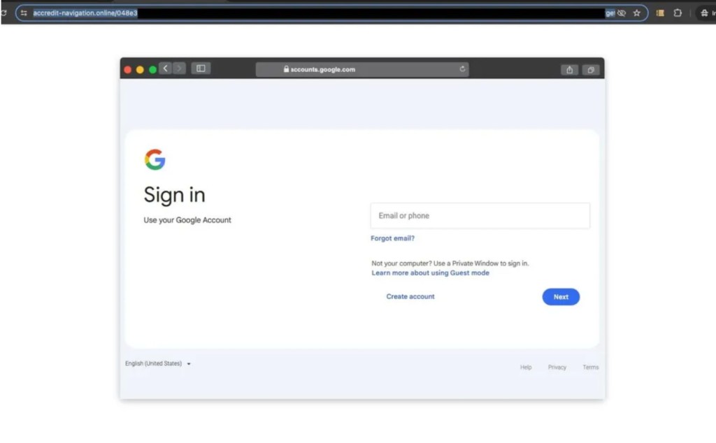 Fake Google Phishing Page