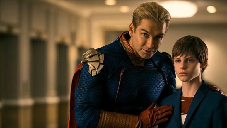 Antony Starr as Homelander and Cameron Crovetti as Ryan Butcher in "The Boys" Season 4 (Credit: Prime Video)