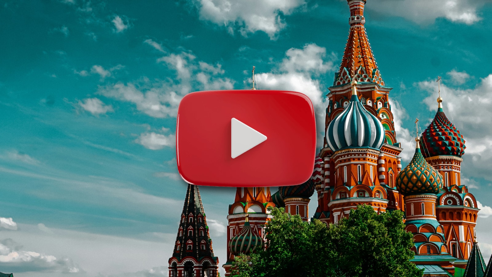 YouTube Logo with Kremlin in the Background