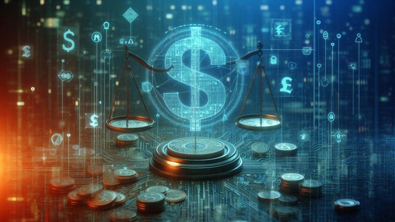 An abstract image of a data breach settlement with digital currency symbols representing compensation