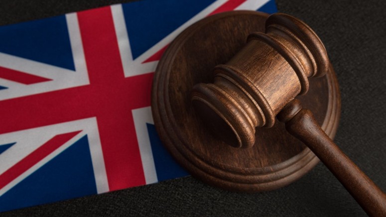 Justice Gavel on Flag of UK