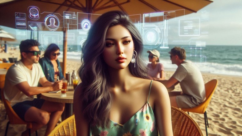 AI Generated girl in a beach