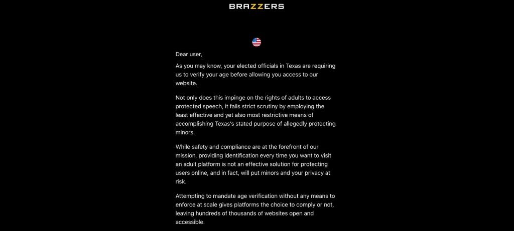 Brazzers Block in Texas