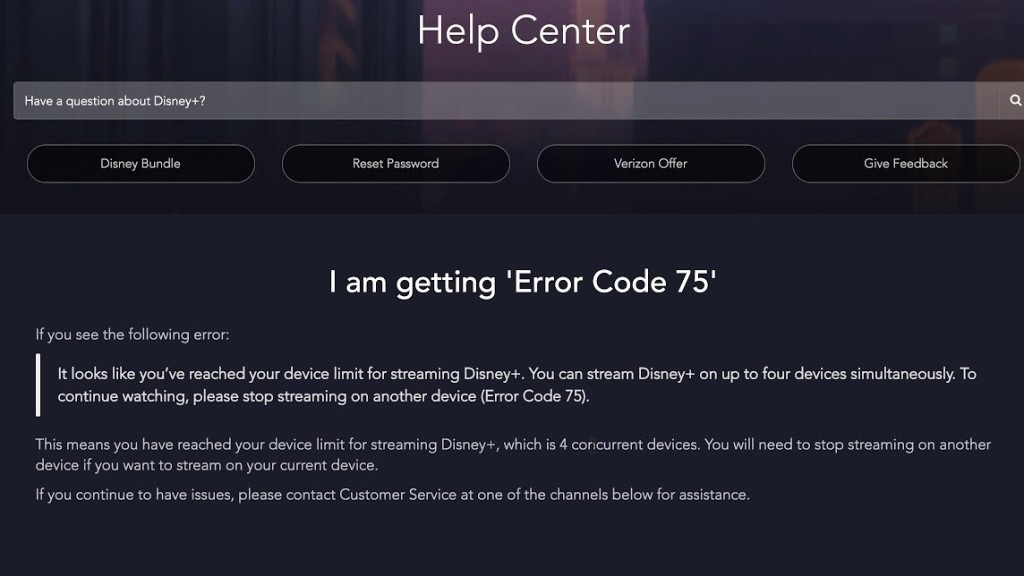 Disney Plus Error Code 75