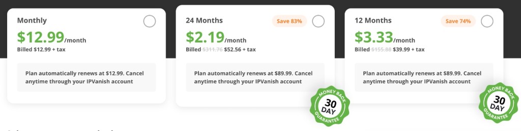 IPVanish Pricing