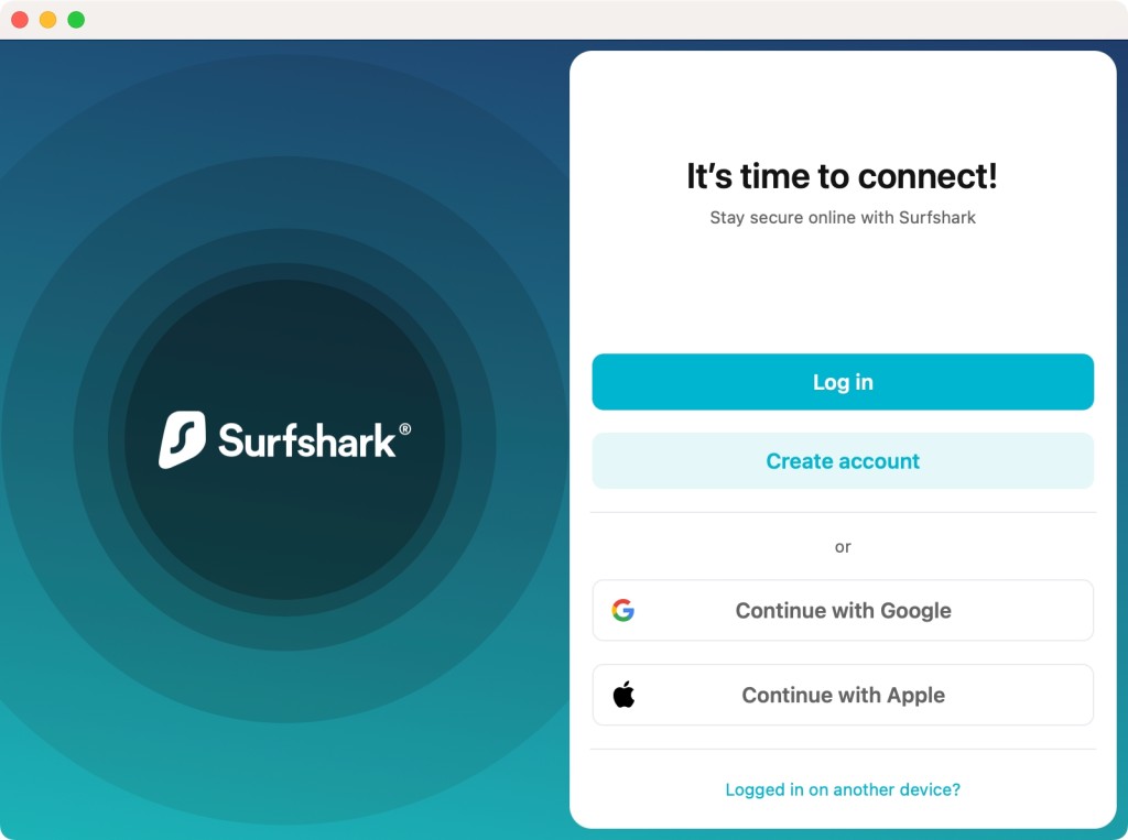 Surfshark Home Screen