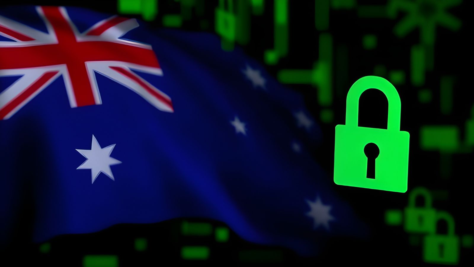 Australian Flag with a symbol for Privacy