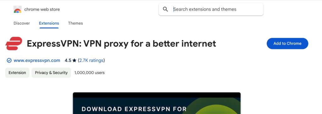 ExpressVPN Chrome Listing