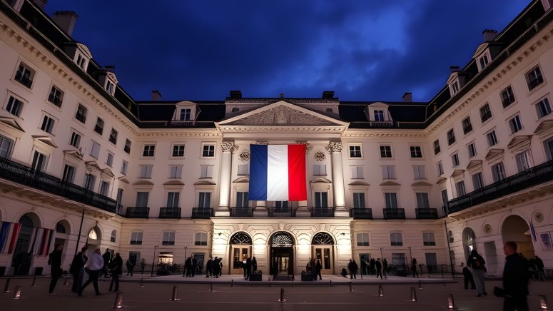 Paris Court with France Flag