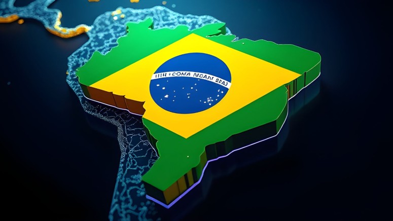 Brazil Map with flag