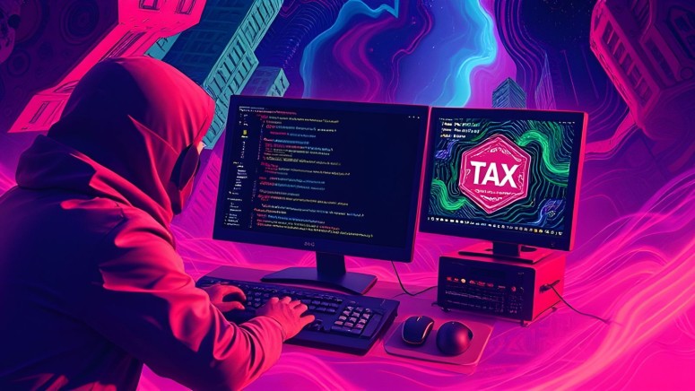 a hacker trying to drop a fake tax document