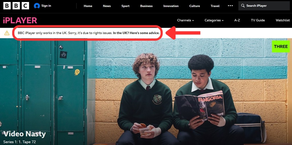 BBC iPlayer geolocation error