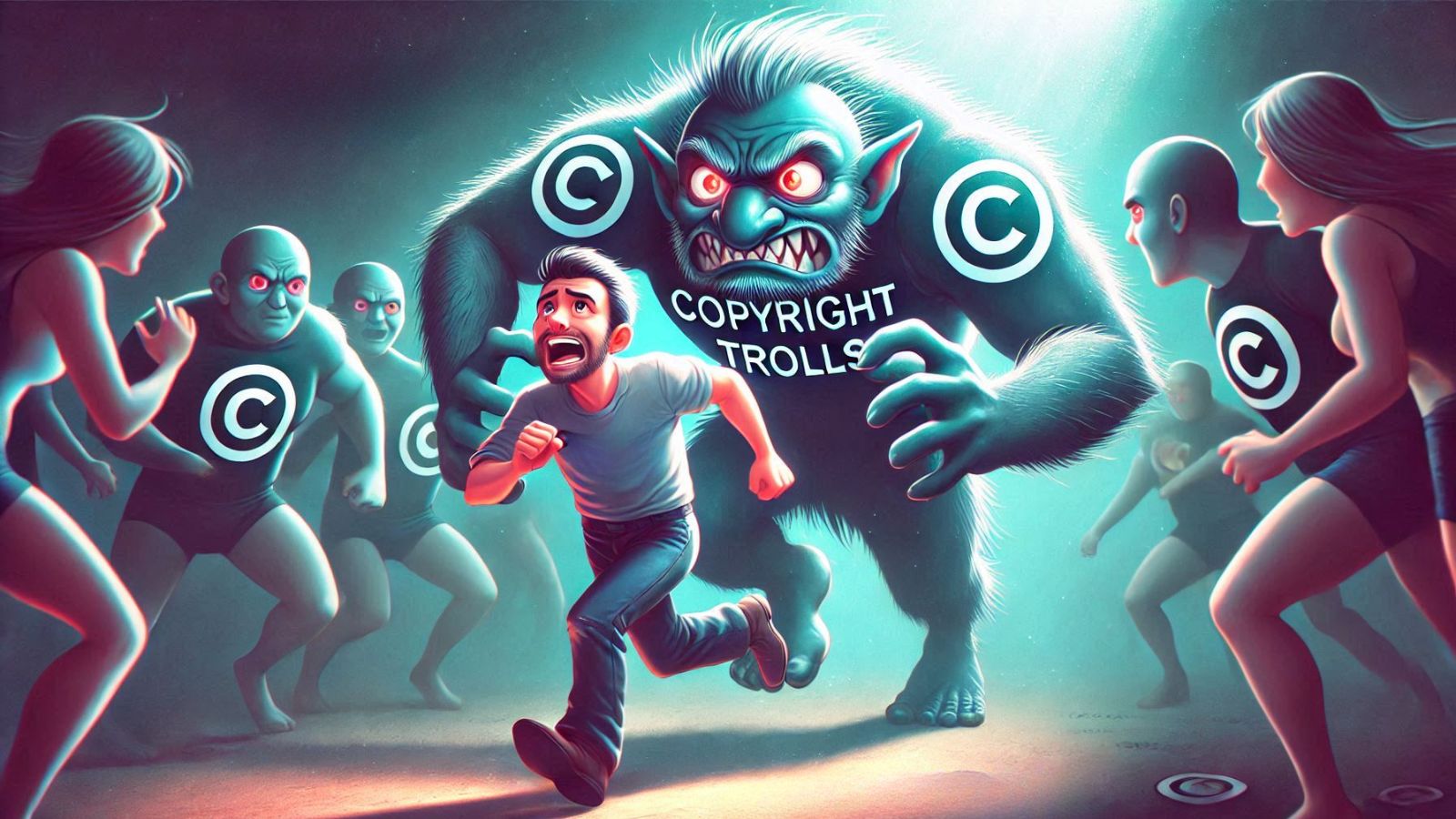 Copyright Trolls Chasing a man