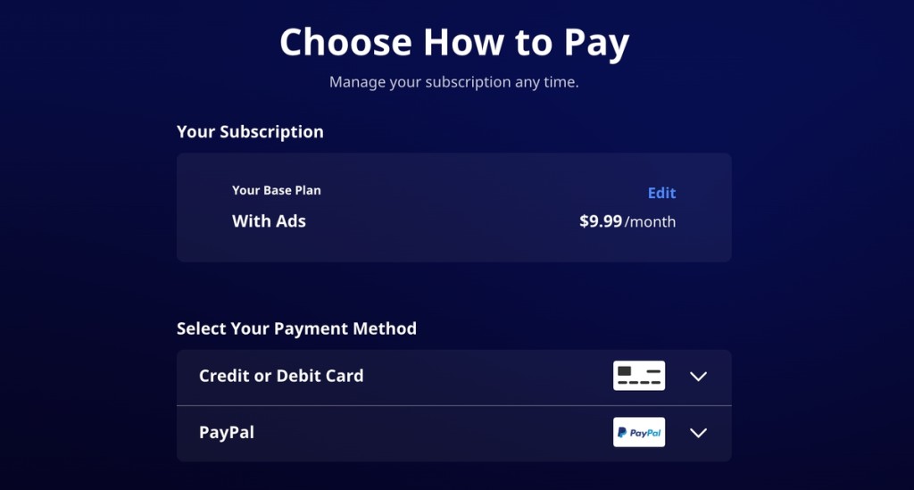 HBO Max Payment Page