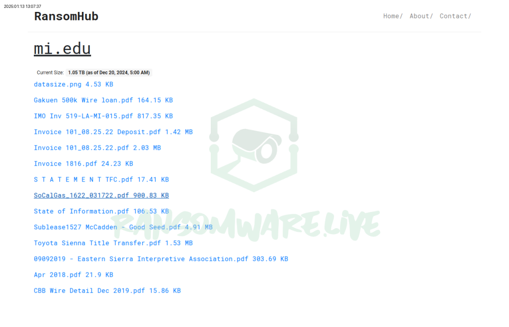 Screenshot of RansomHub's Leak Site.