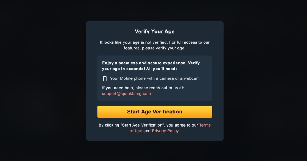 Age Verification Check by SpankBang