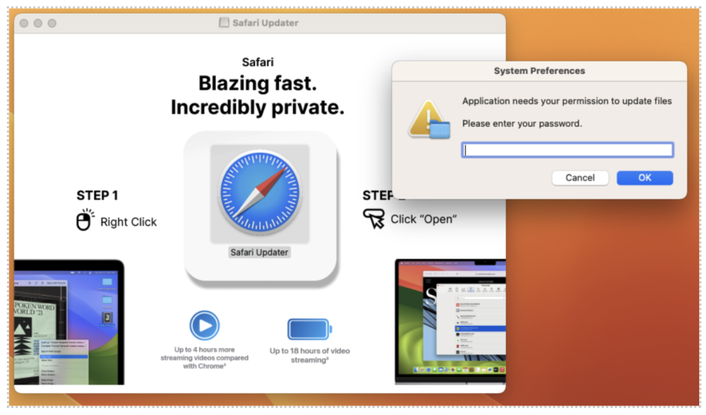 Fake Safari Updater Asking to Enter the Password to Install Hidden Malware.
