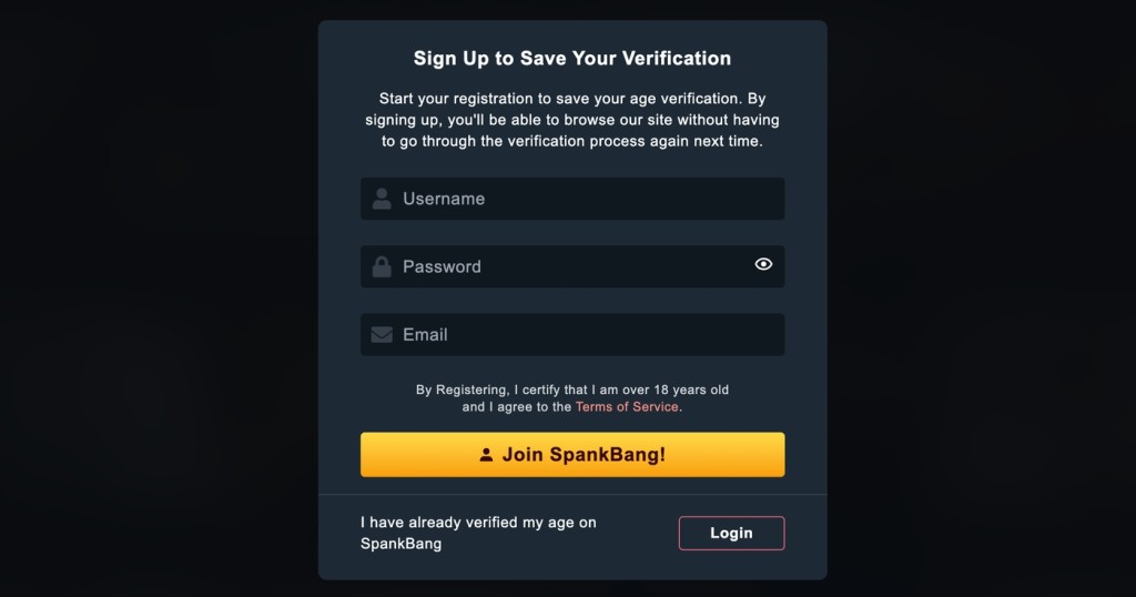 Signing Up for SpankBang