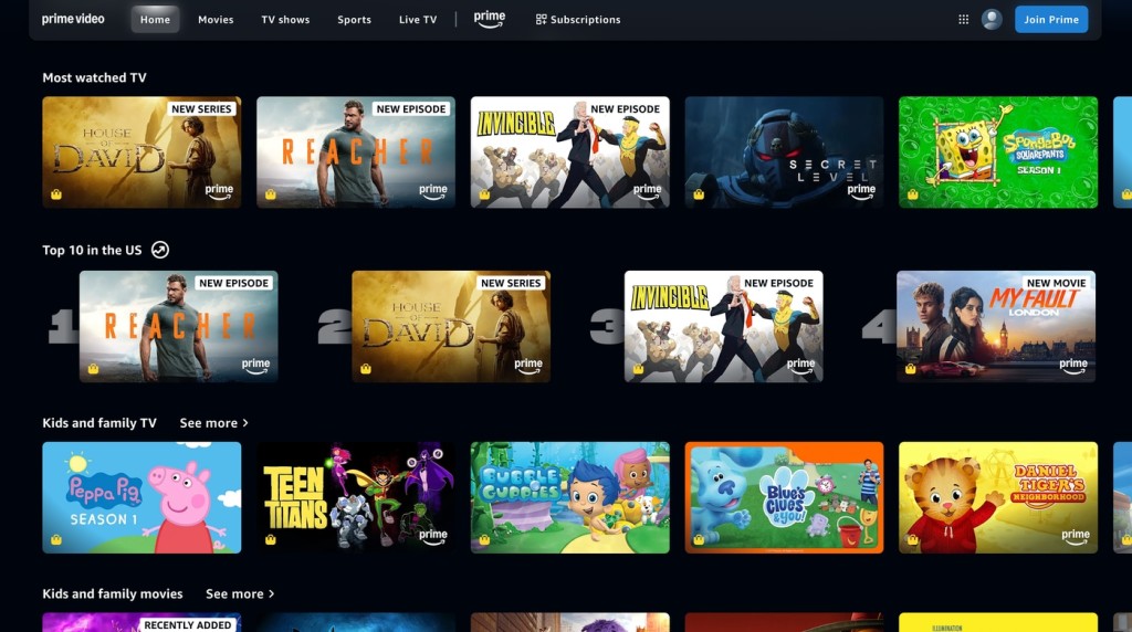 Amazon Prime Video Landing Page