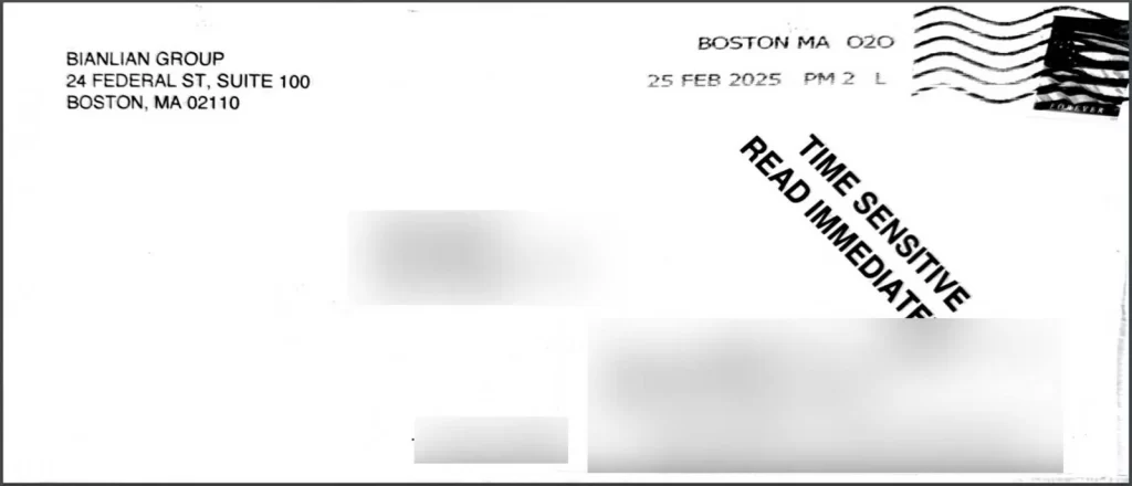 Screenshot of the Fake Ransom Note Envelope Used to Trick the Targets.