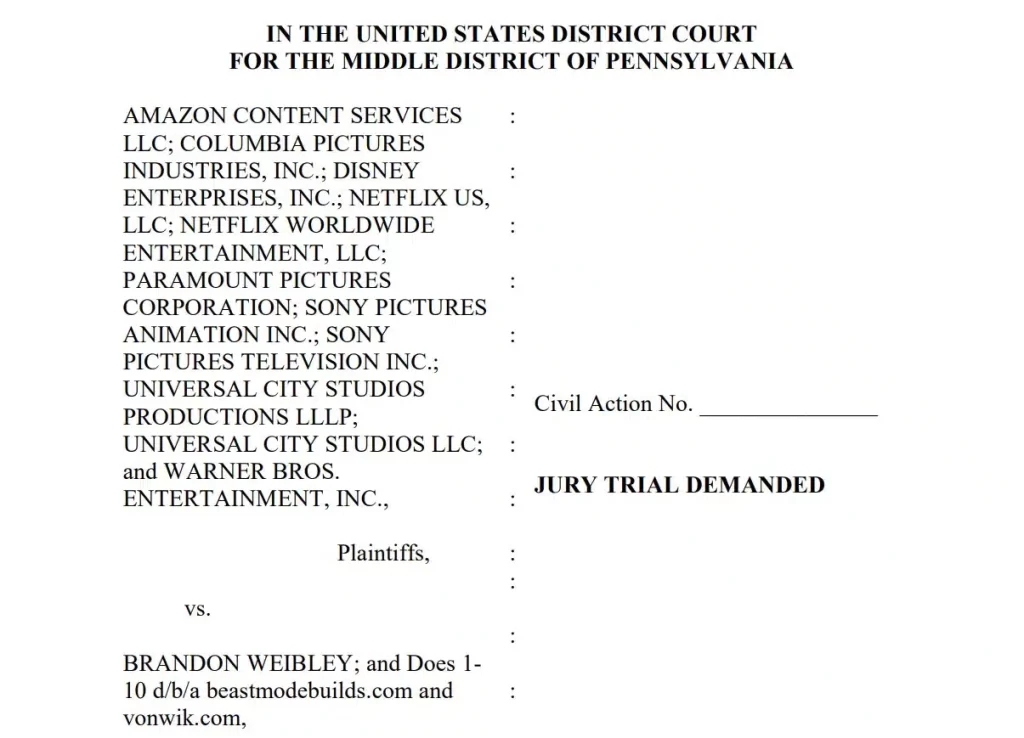 Screenshot of the Legal Complaint Notice