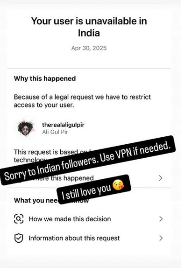 Sorry to Indian followers. Use a VPN if needed. I still love you.